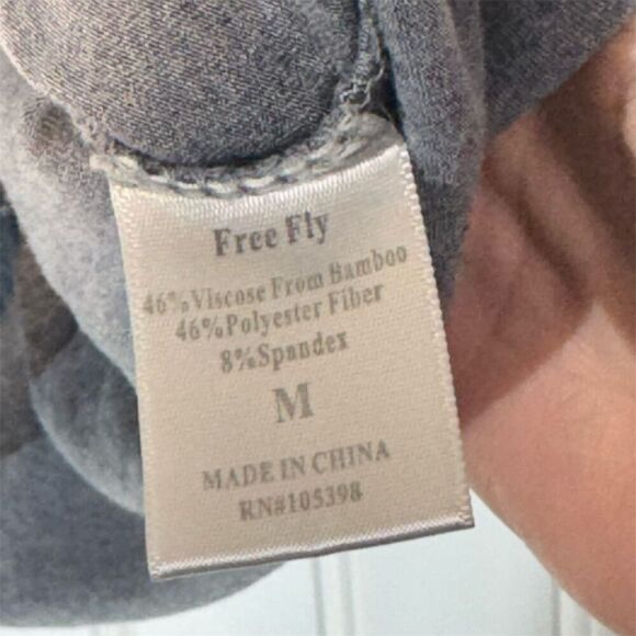 Free Fly M Gray Short Sleeve Bamboo Performance Pocket Tee Active Athleisure - Picture 4 of 8